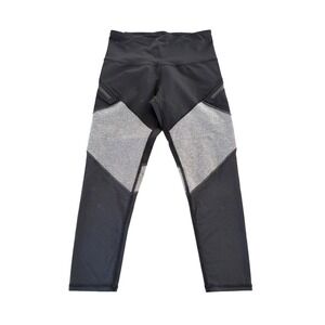 IVIVVA Girls Size 14 Black Grey Colorblock Cropped Athletic Leggings Zippers